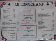Food prices in Paris restaurants, restaurant menu